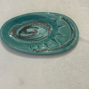 USA MID CENTURY ASHTRAY, TURQUOISE AND BROWN